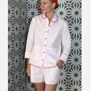 LAKE x Atlantic-Pacific Lottie Short Pajama Set Primrose Stripe Pink SMALL